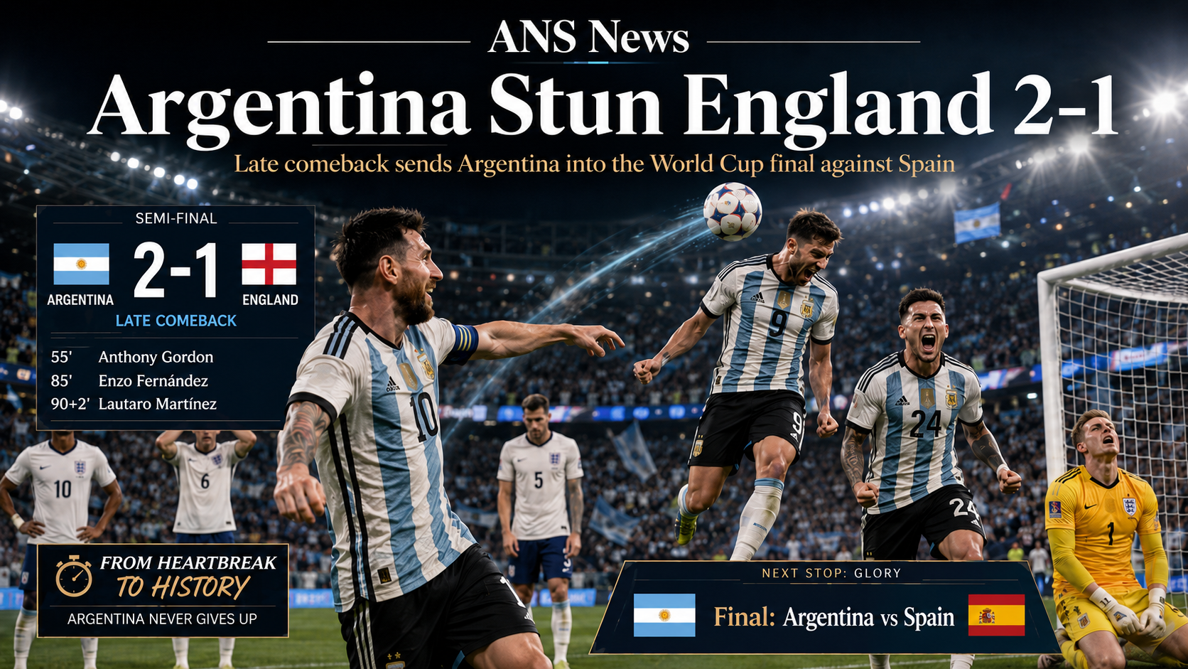 Argentyna w finale MŚ 2026 po zwycięstwie z Anglią 2:1