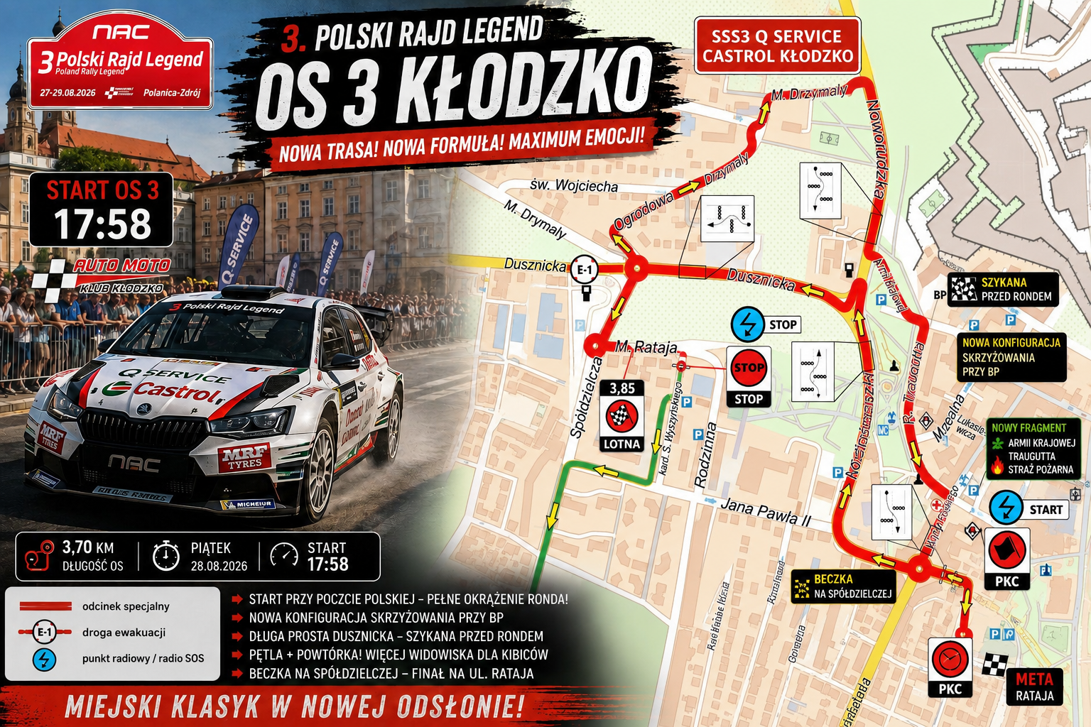 OS 3 Kłodzko 2026: Nowa trasa Polskiego Rajdu Legend