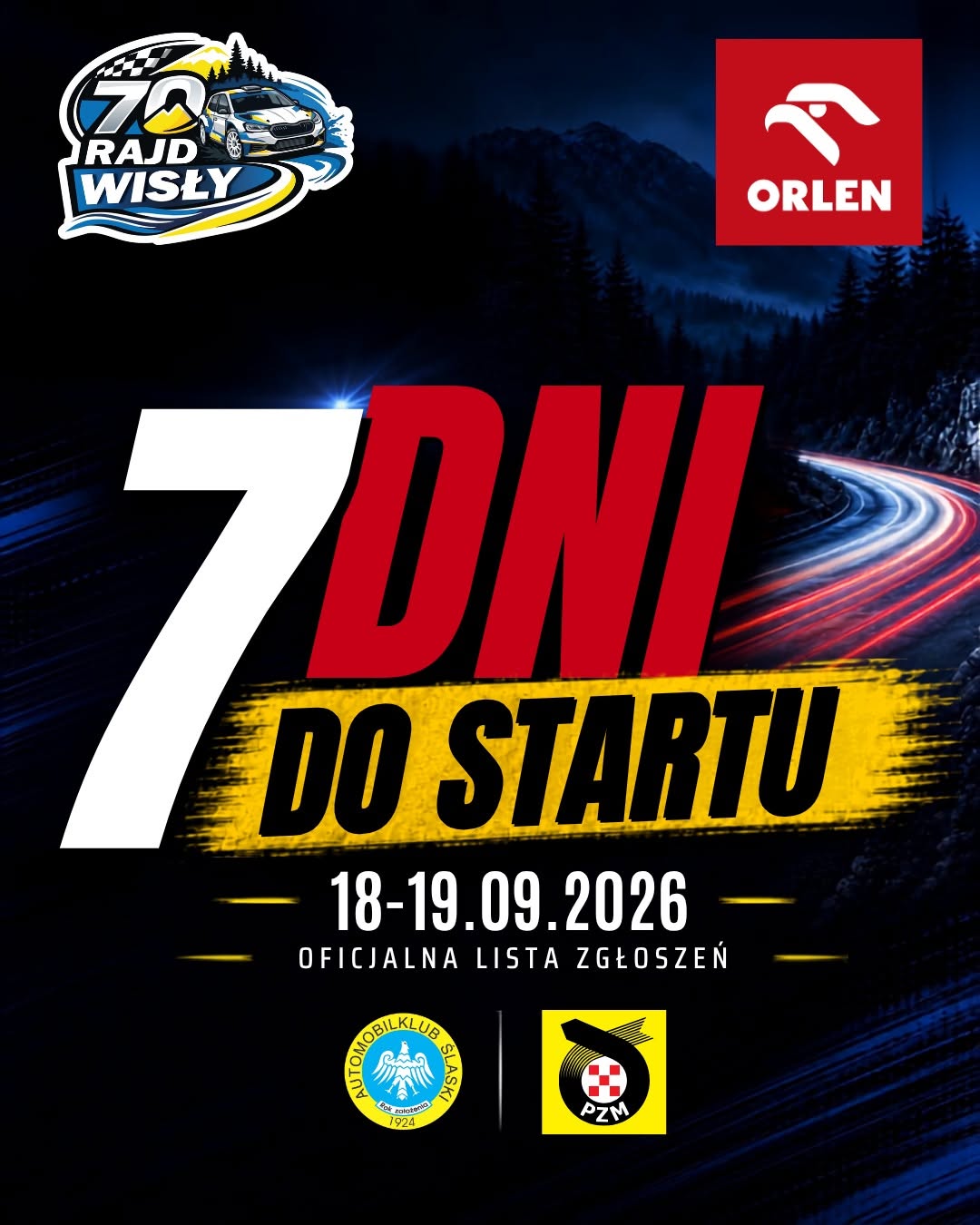 70. Rajd Wisły: 38 załóg w finale RSMP 2026